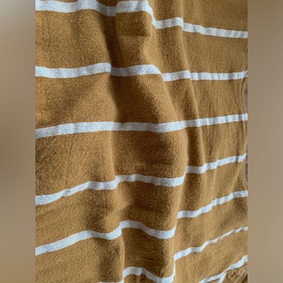 ✨SOLD✨Roolee Cotton Mustard Yellow/Striped 3/4 Sleeve Dress with Pockets Small - Picture 11 of 12